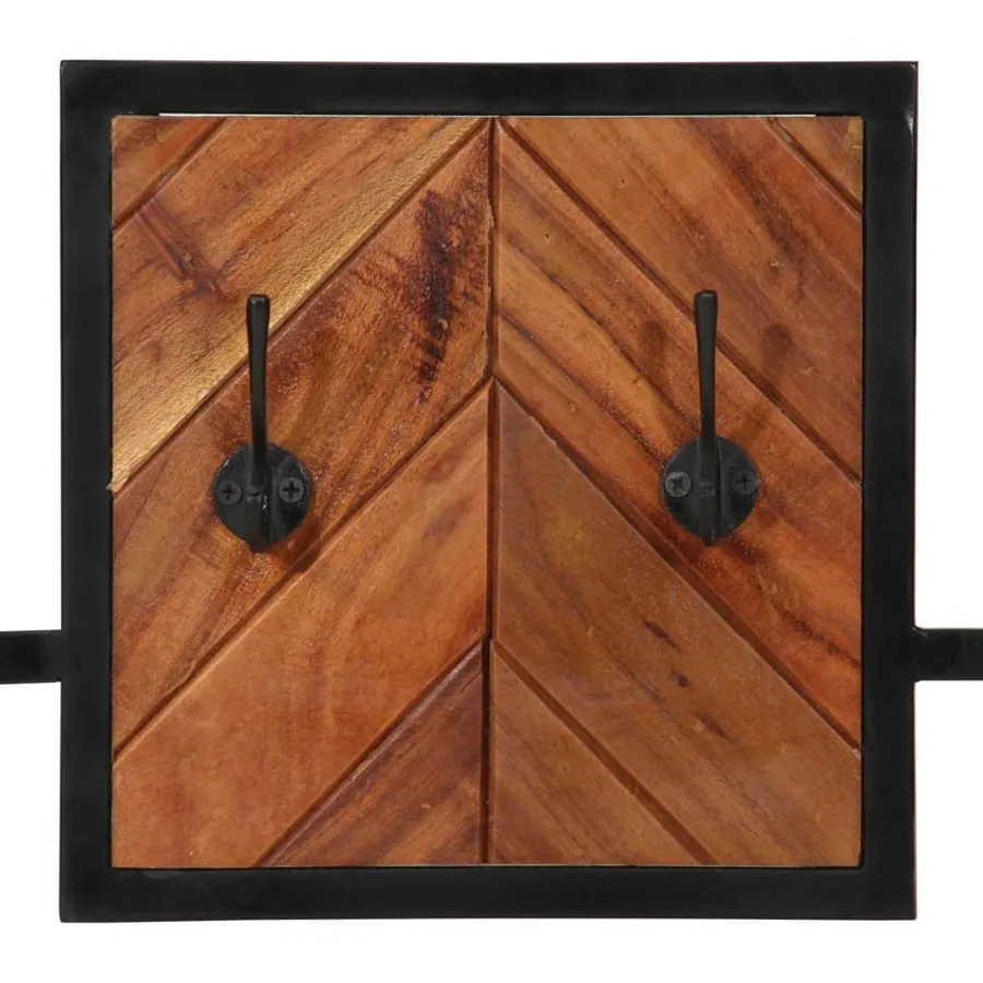 Porte-manteau mural 90x1x35 cm bois massif d'acacia et fer - 6