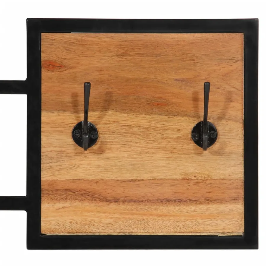 Porte-manteau mural 90x1x35 cm bois massif d'acacia et fer - 7