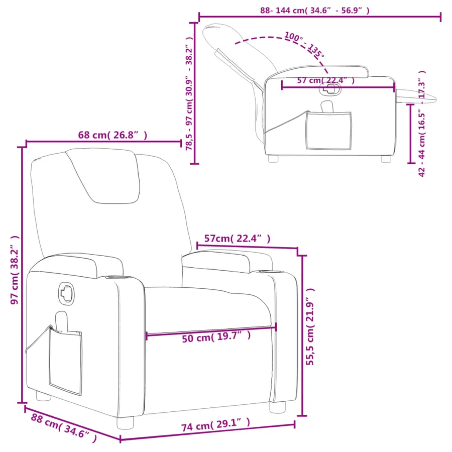 Fauteuil de massage inclinable noir similicuir - 12