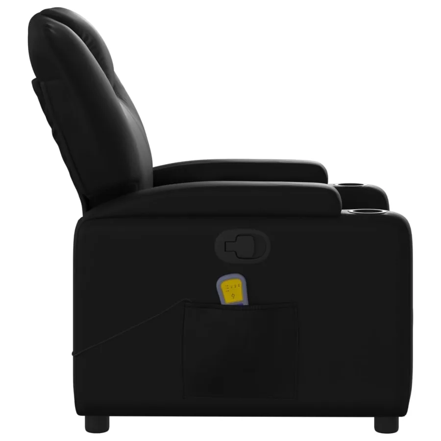 Fauteuil de massage inclinable noir similicuir - 8