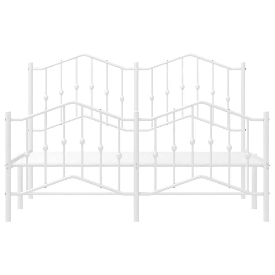 Cadre de lit métal sans matelas et pied de lit blanc 135x190 cm - 6