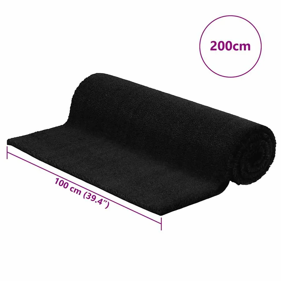 Tapis de porte noir 100x200 cm fibre de coco touffeté - 5