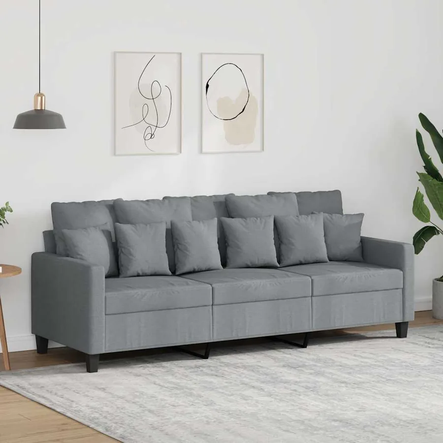 Canapé à 3 places Gris clair 180 cm Tissu