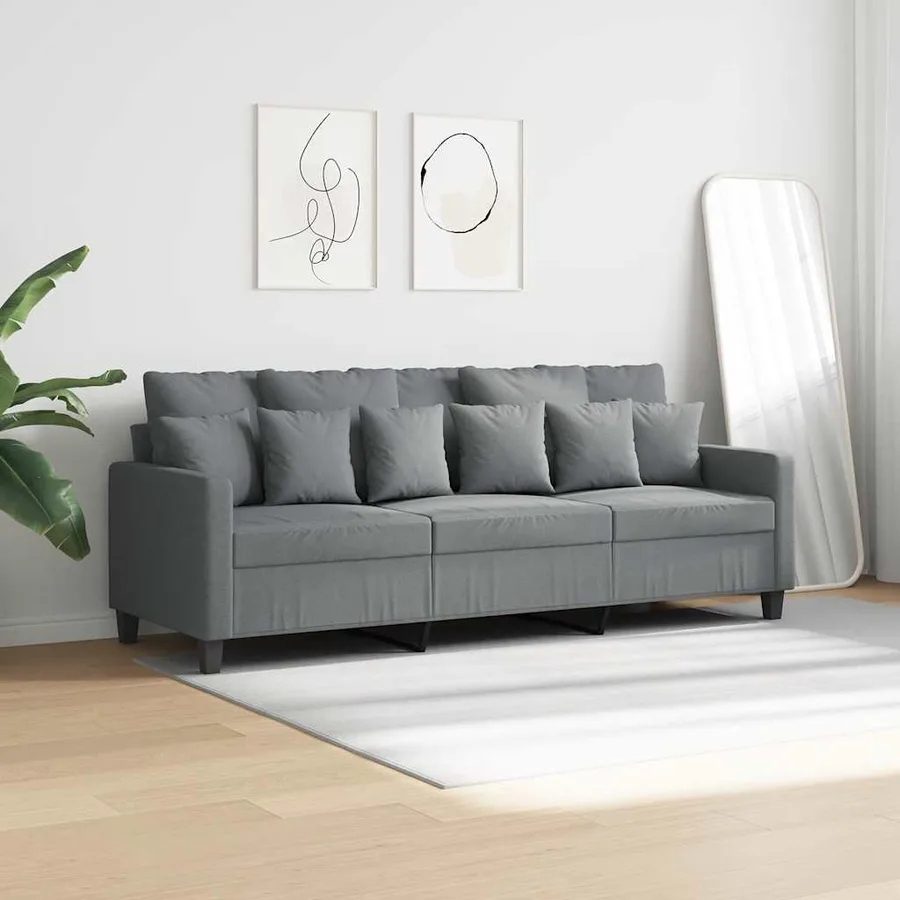 Canapé à 3 places Gris clair 180 cm Tissu - 3