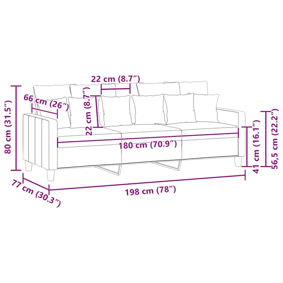 Canapé à 3 places Gris clair 180 cm Tissu - 9
