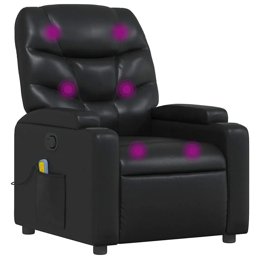Fauteuil de massage inclinable Noir Similicuir - 2