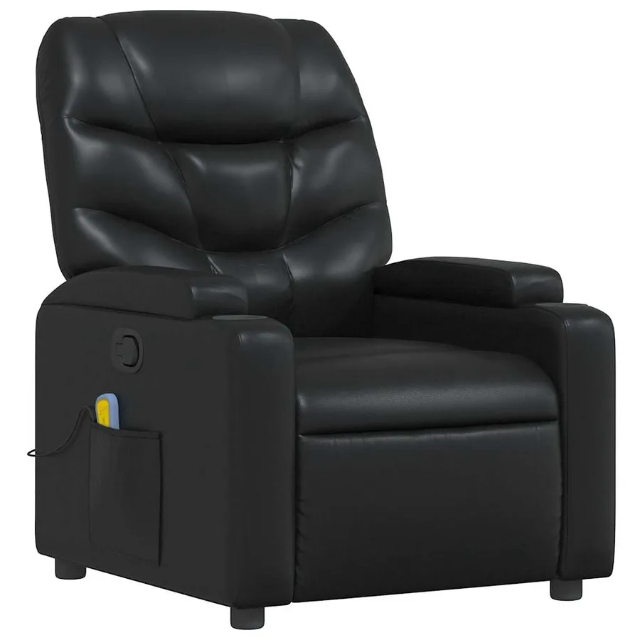 Fauteuil de massage inclinable Noir Similicuir - 4
