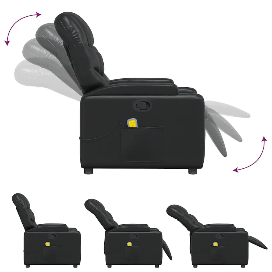 Fauteuil de massage inclinable Noir Similicuir - 8
