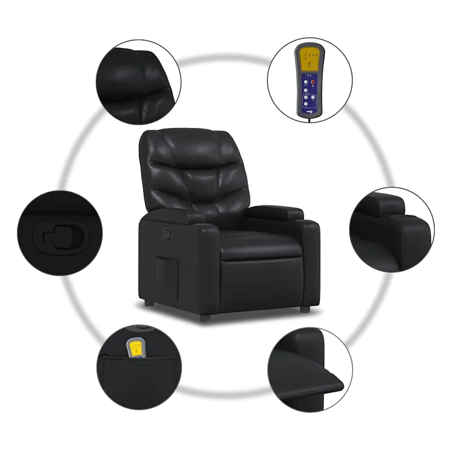 Fauteuil de massage inclinable Noir Similicuir - 9