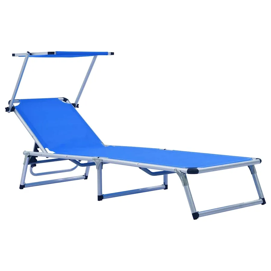Chaises longues pliables et toit lot de 2 Aluminium textilène - 2