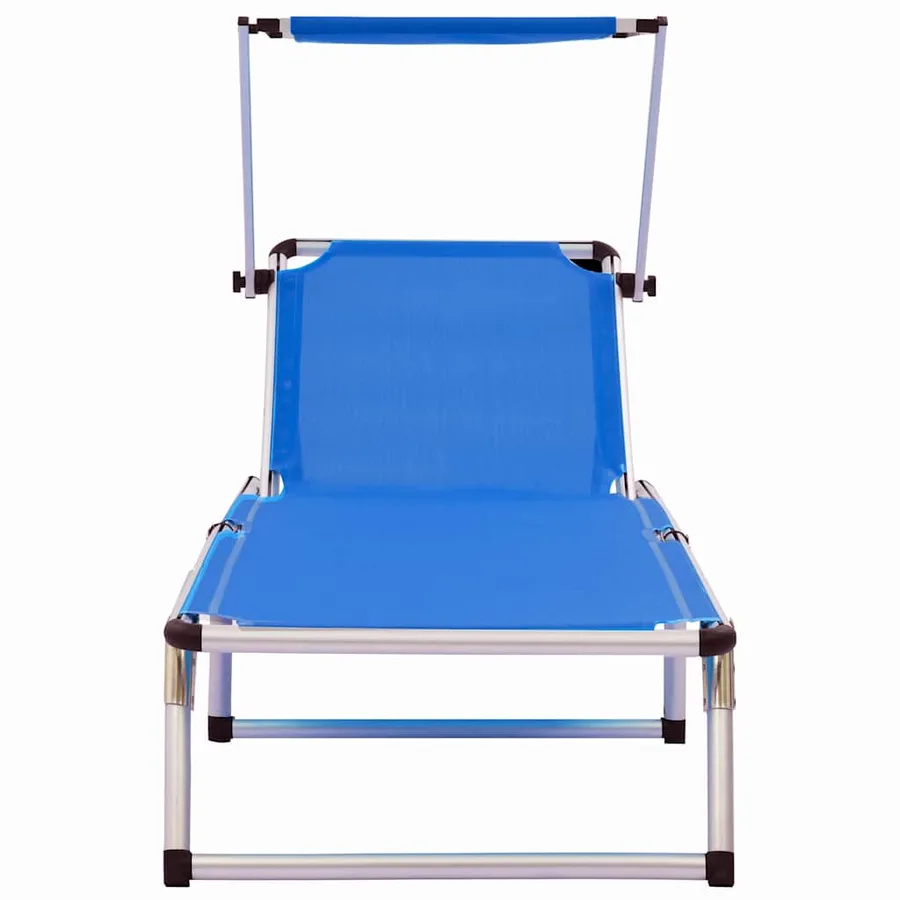 Chaises longues pliables et toit lot de 2 Aluminium textilène - 3