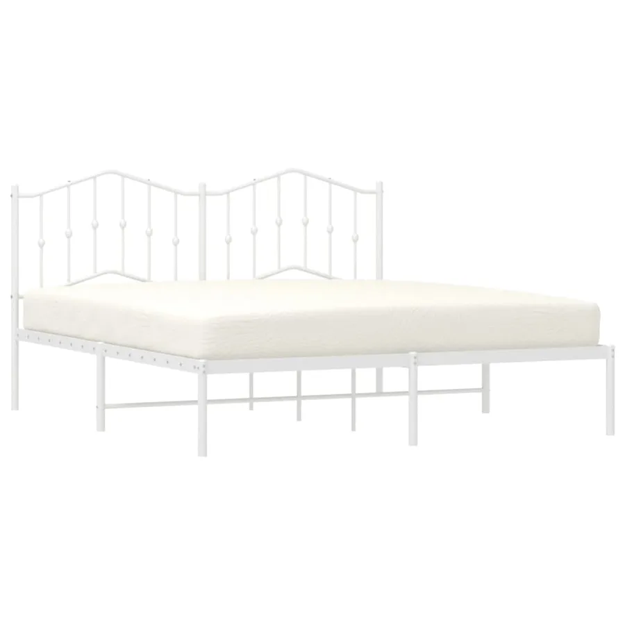 Cadre de lit métal sans matelas et tête de lit blanc 160x200 cm - 3