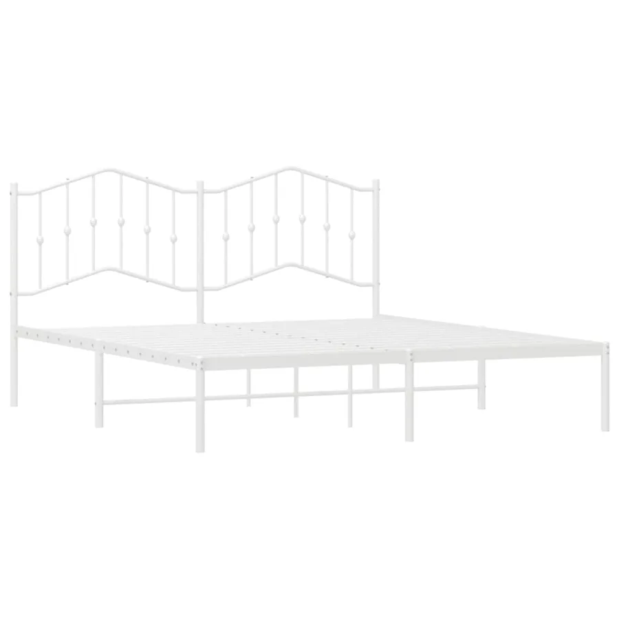 Cadre de lit métal sans matelas et tête de lit blanc 160x200 cm - 4