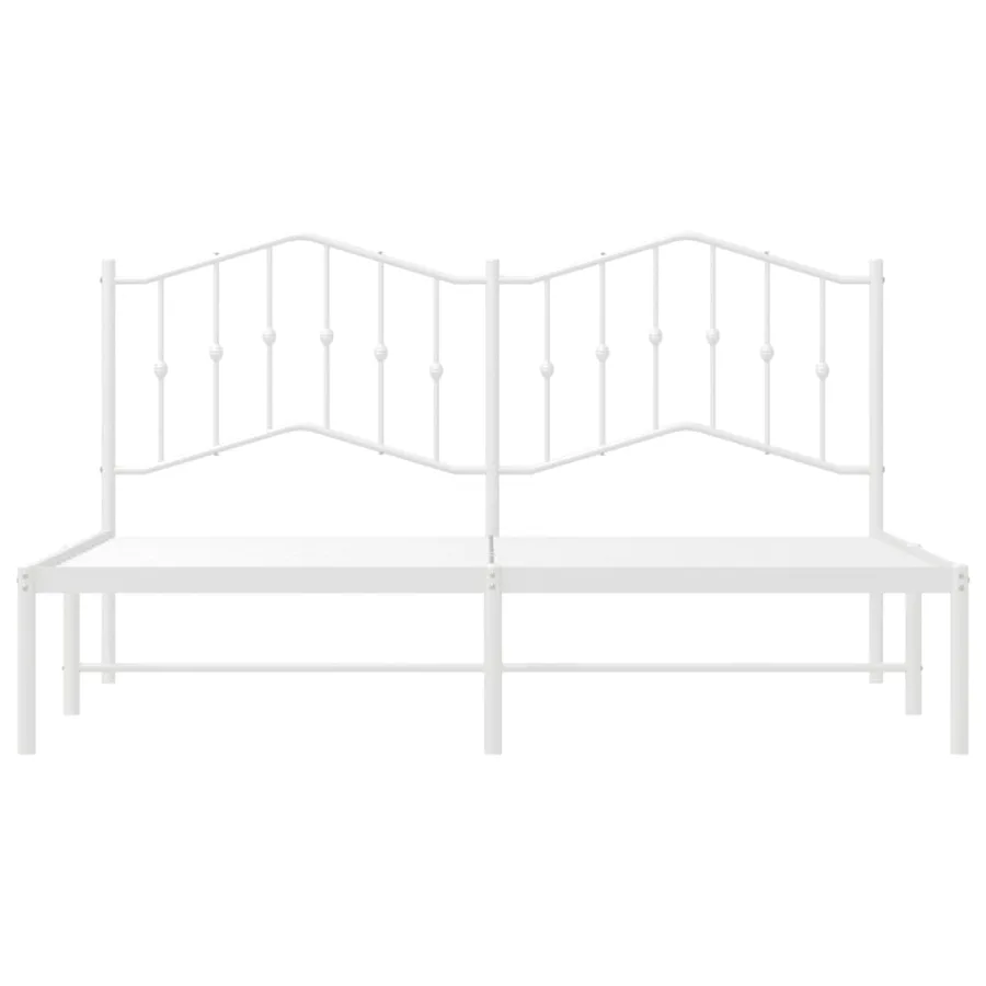 Cadre de lit métal sans matelas et tête de lit blanc 160x200 cm - 5