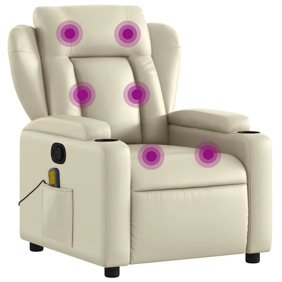 Fauteuil de massage inclinable crème similicuir - 2