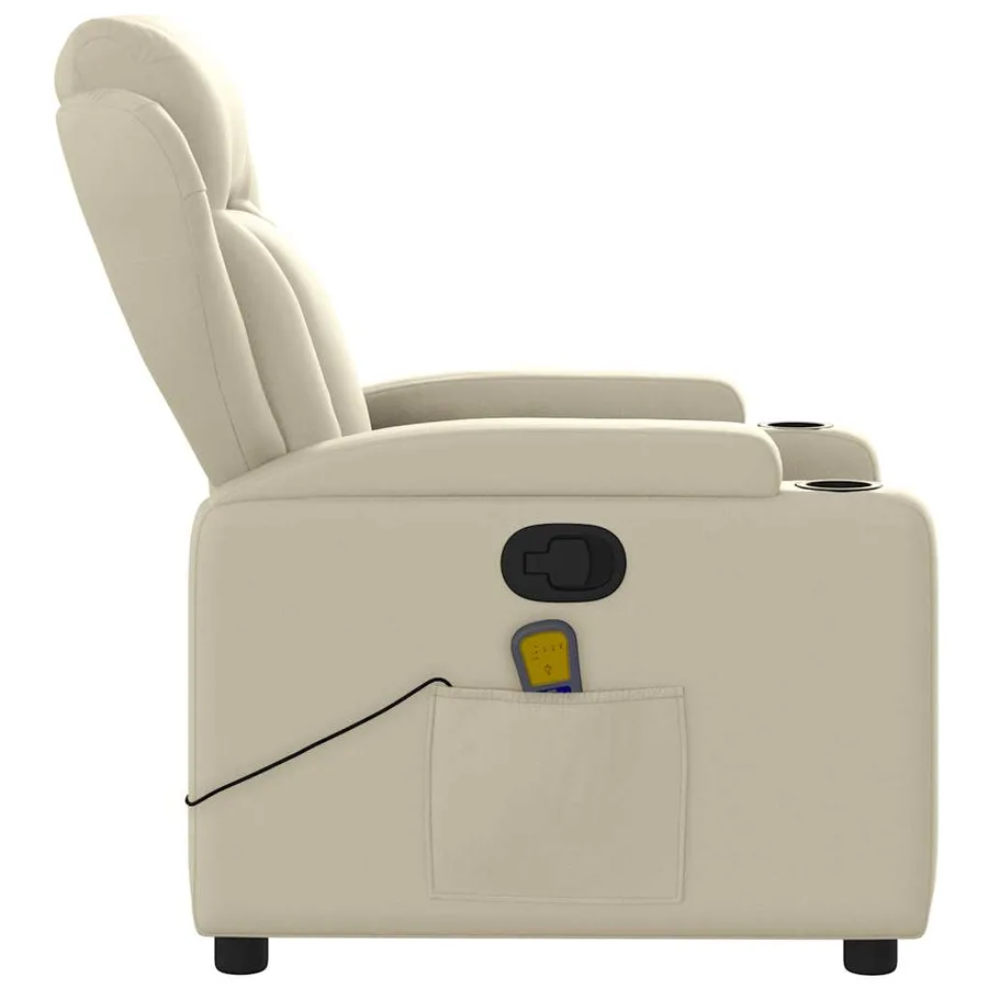 Fauteuil de massage inclinable crème similicuir - 8