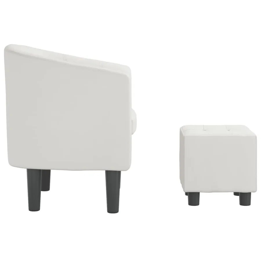 Fauteuil avec repose-pied blanc similicuir - 4