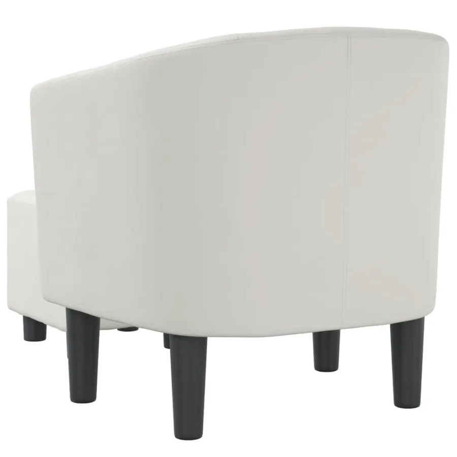 Fauteuil avec repose-pied blanc similicuir - 5