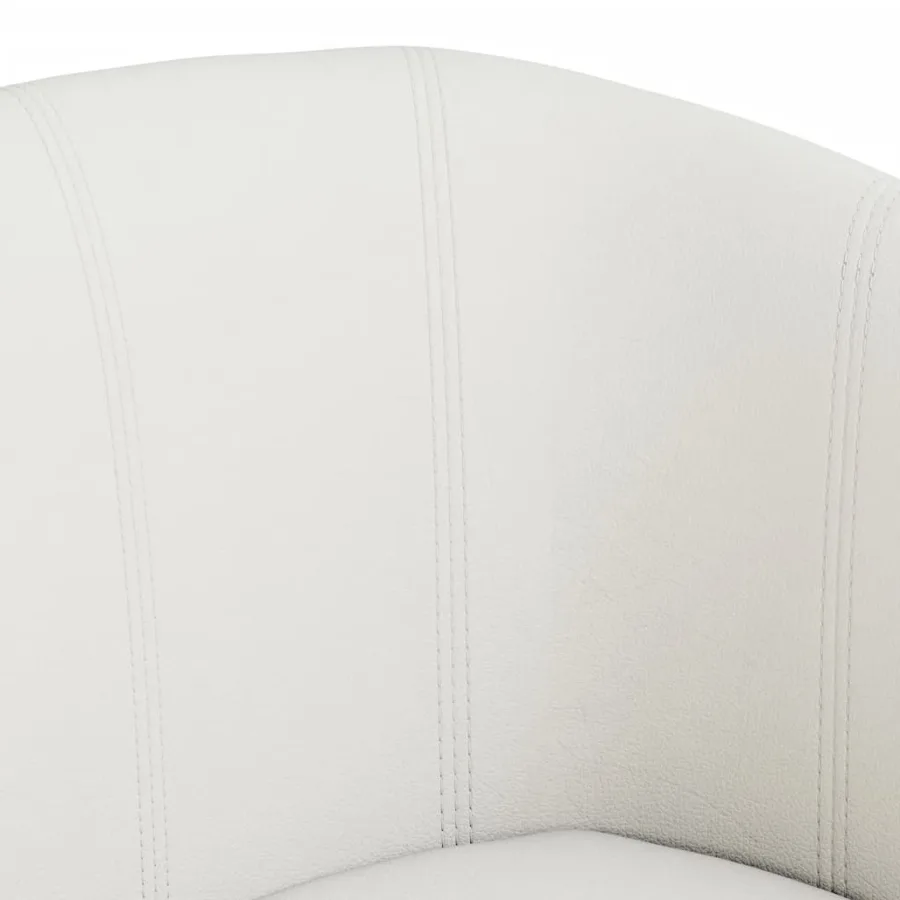 Fauteuil avec repose-pied blanc similicuir - 6