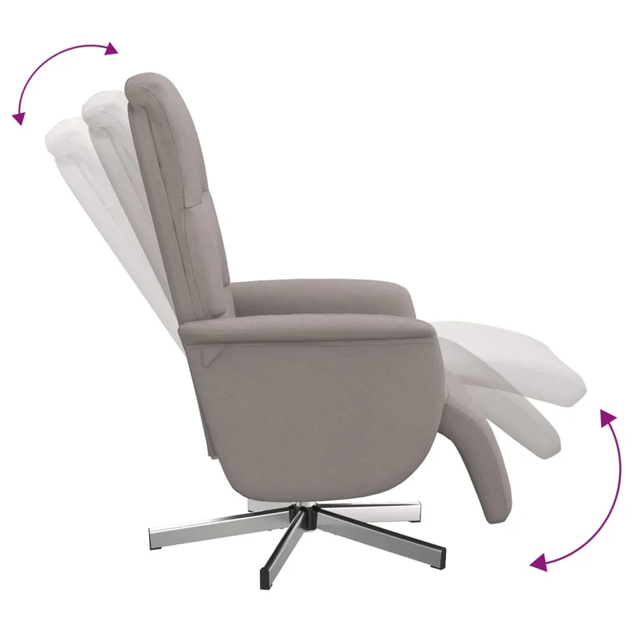 Fauteuil inclinable avec repose-pieds taupe tissu - 6