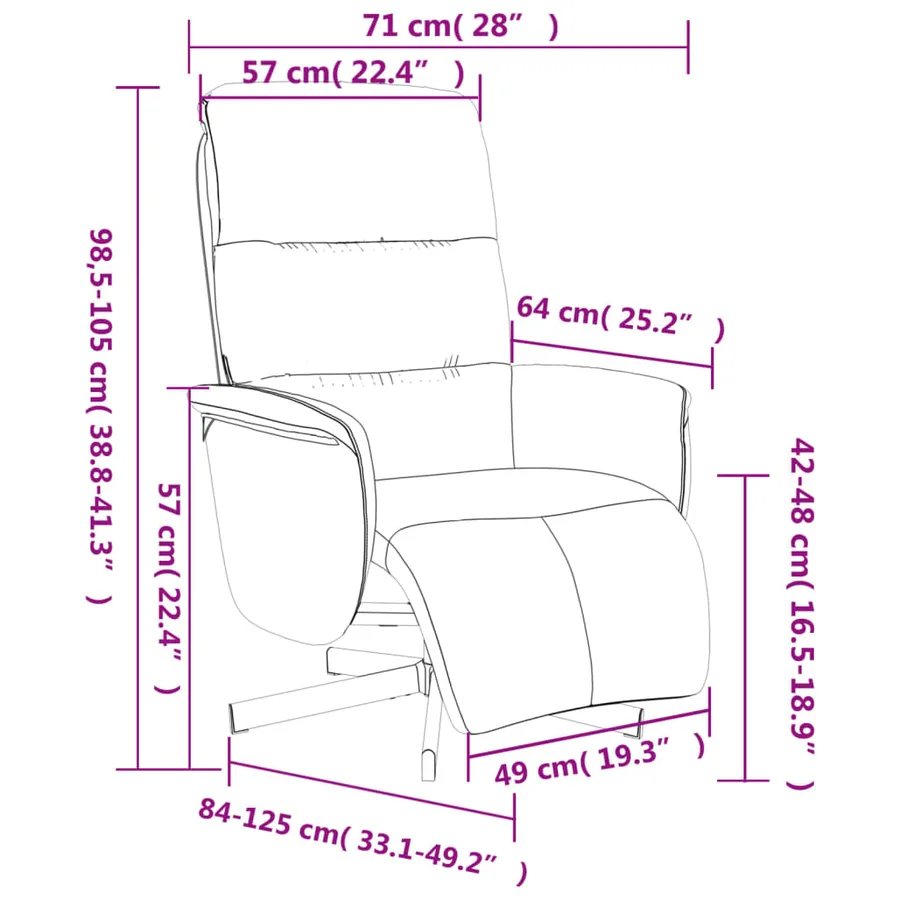 Fauteuil inclinable avec repose-pieds taupe tissu - 9