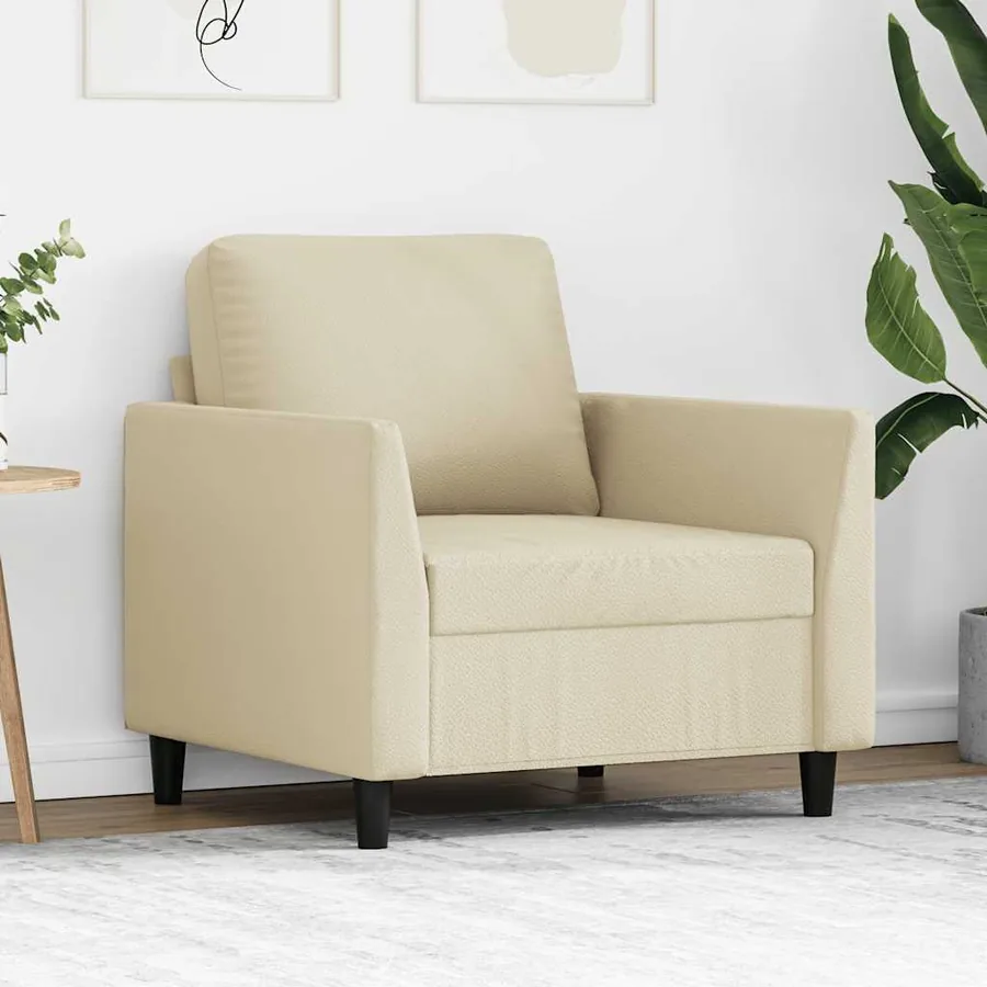 Fauteuil Crème 60 cm Similicuir