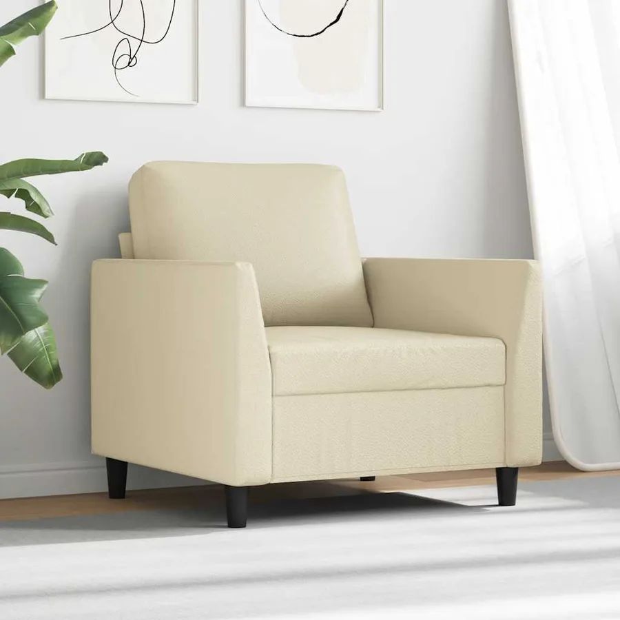 Fauteuil Crème 60 cm Similicuir - 3