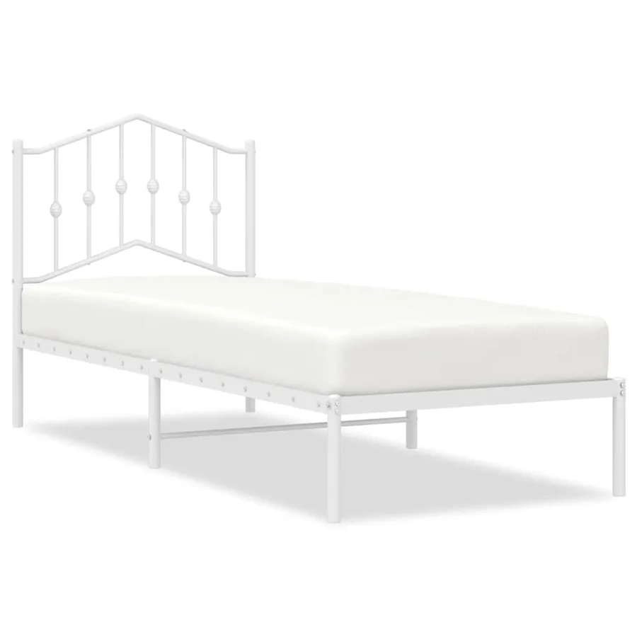 Cadre de lit métal sans matelas avec tête de lit blanc 80x200cm - 2