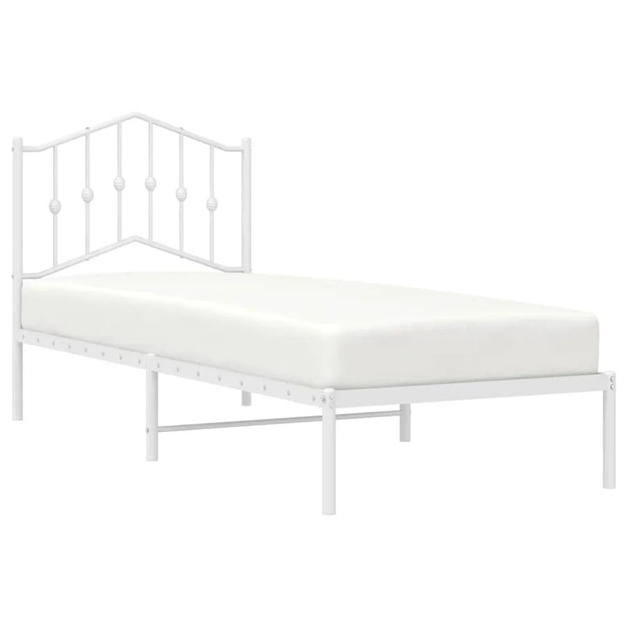 Cadre de lit métal sans matelas avec tête de lit blanc 80x200cm - 3