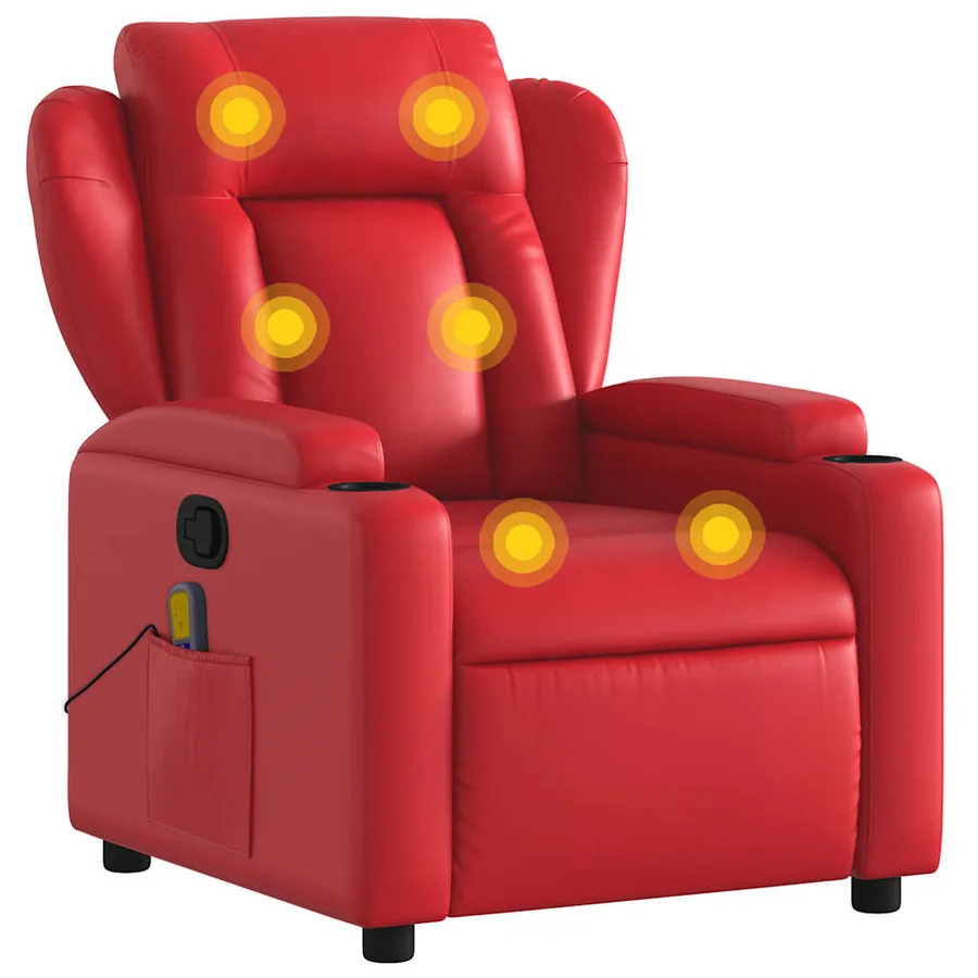 Fauteuil de massage inclinable rouge similicuir - 2