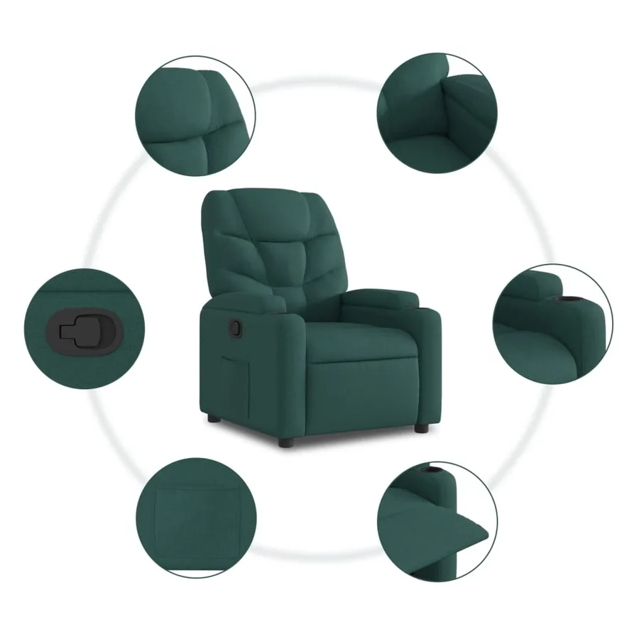 Fauteuil inclinable Vert foncé Tissu - 7