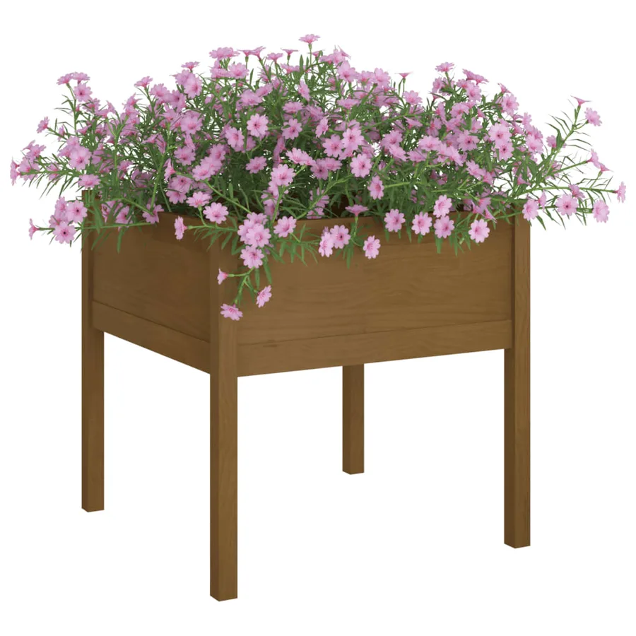 Jardinière d'extérieur Marron miel 70x70x70 cm Pin massif - 3