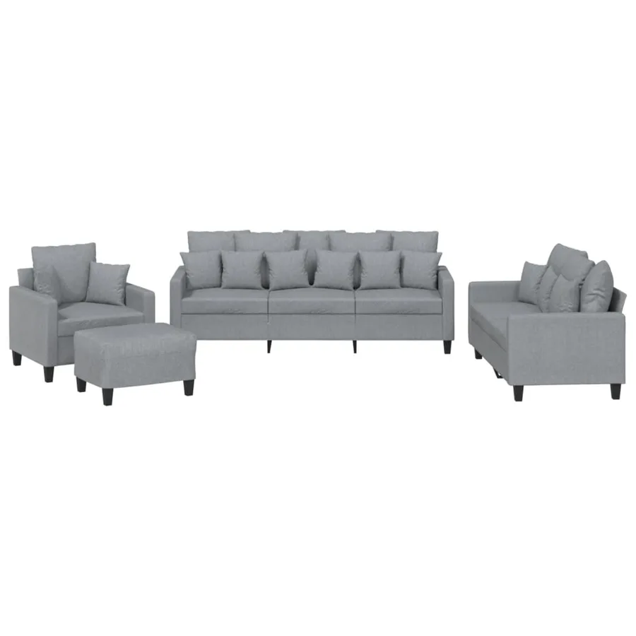 Ensemble de canapés 4 pcs coussins gris clair tissu - 2