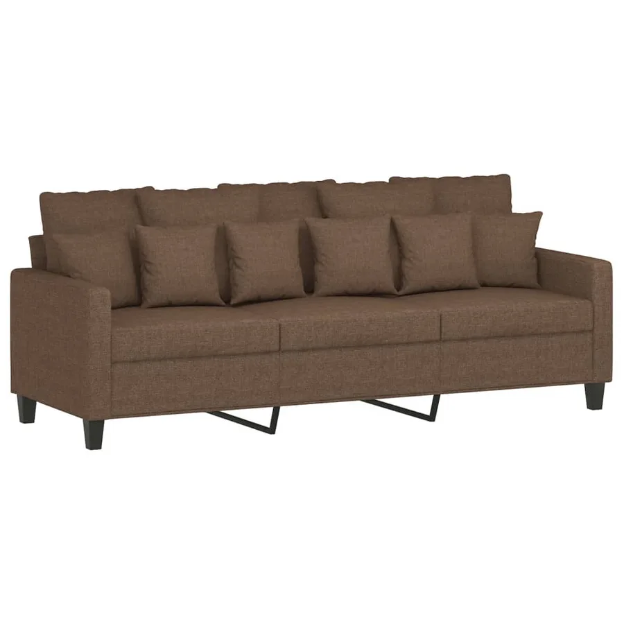Ensemble de canapés 3 pcs avec coussins marron tissu - 3