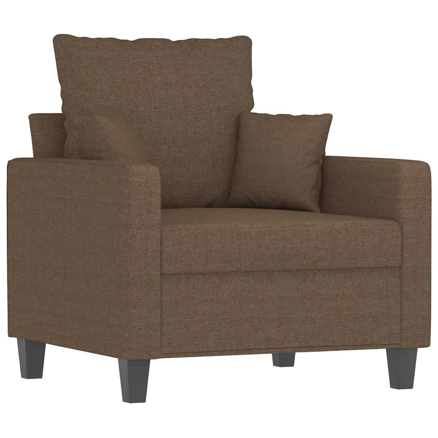 Ensemble de canapés 3 pcs avec coussins marron tissu - 4