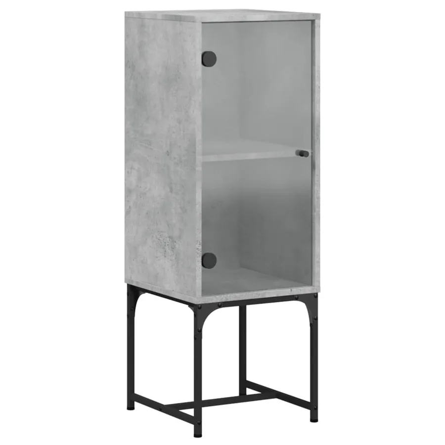 Armoire latérale avec porte en verre gris béton 35x37x100 cm - 2