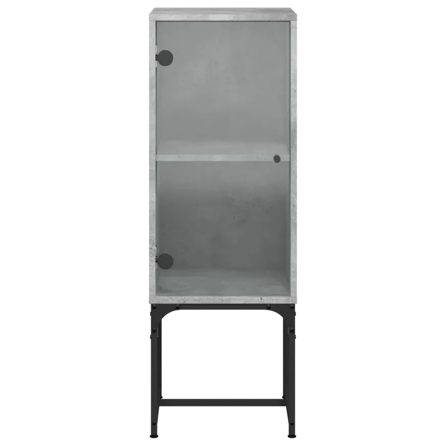 Armoire latérale avec porte en verre gris béton 35x37x100 cm - 6