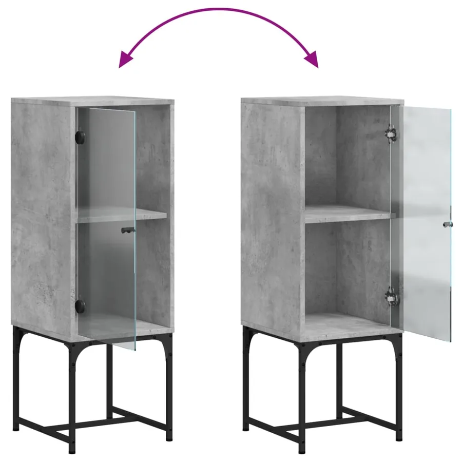 Armoire latérale avec porte en verre gris béton 35x37x100 cm - 9