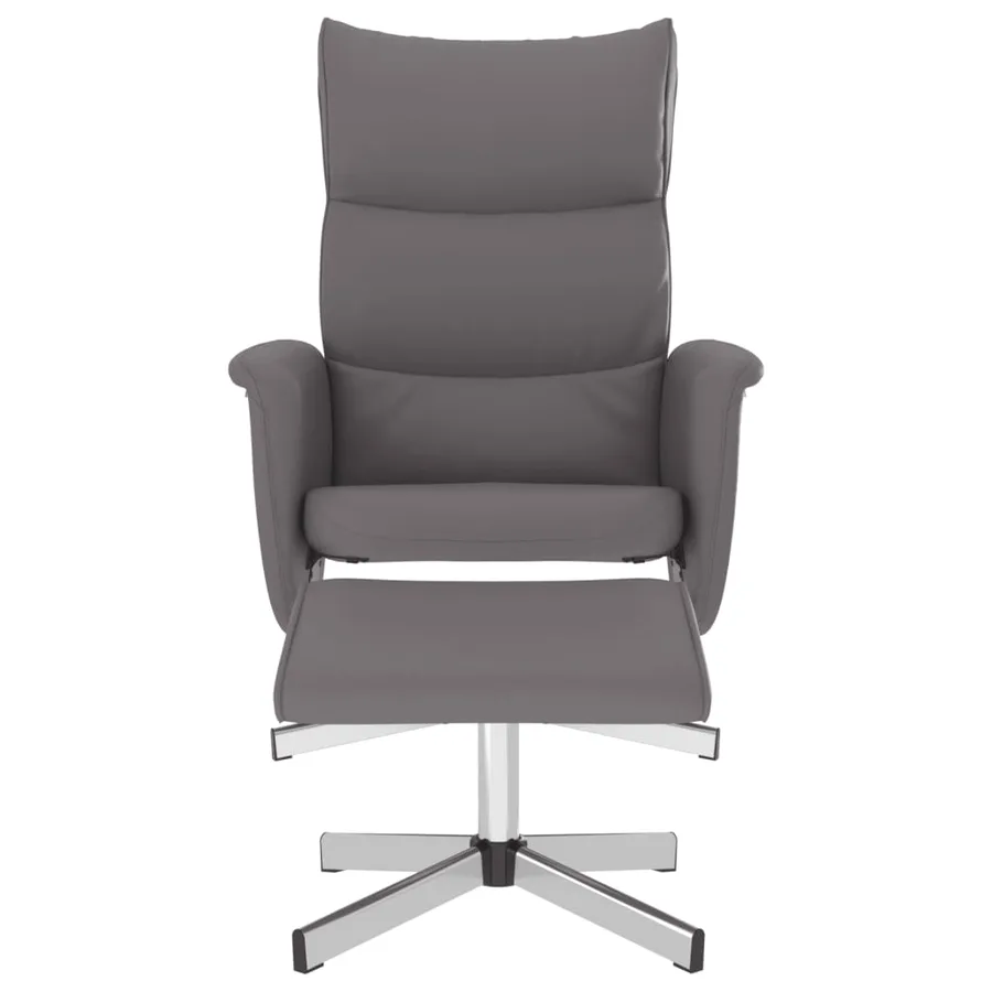 Fauteuil inclinable avec repose-pied gris similicuir - 3