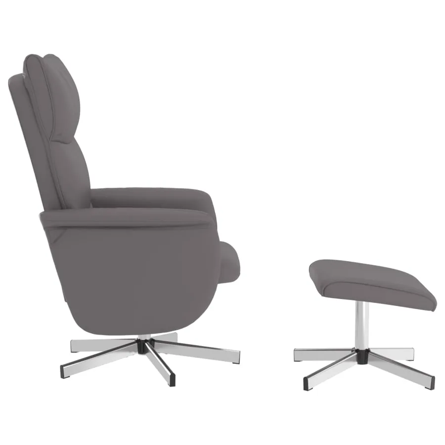 Fauteuil inclinable avec repose-pied gris similicuir - 4