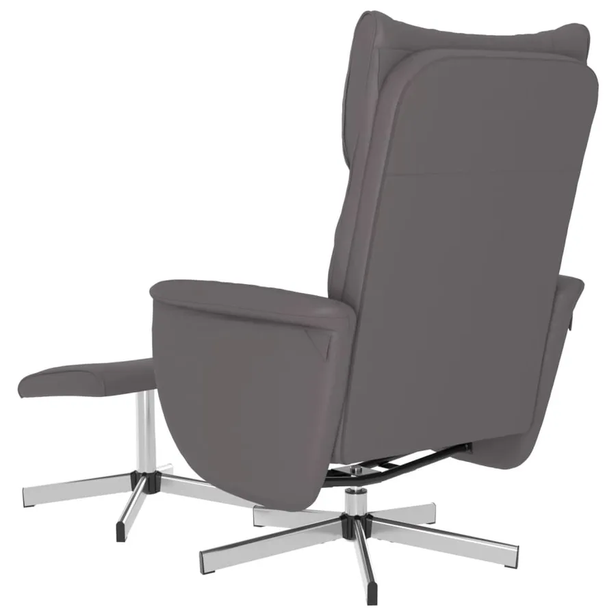 Fauteuil inclinable avec repose-pied gris similicuir - 5