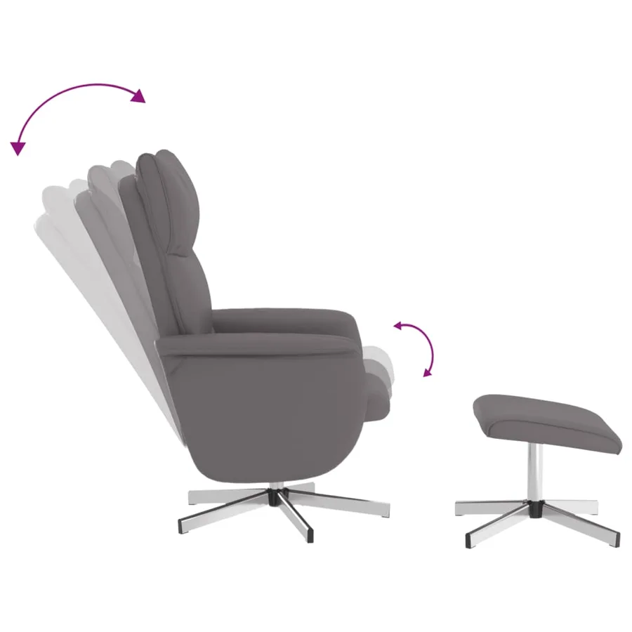 Fauteuil inclinable avec repose-pied gris similicuir - 6