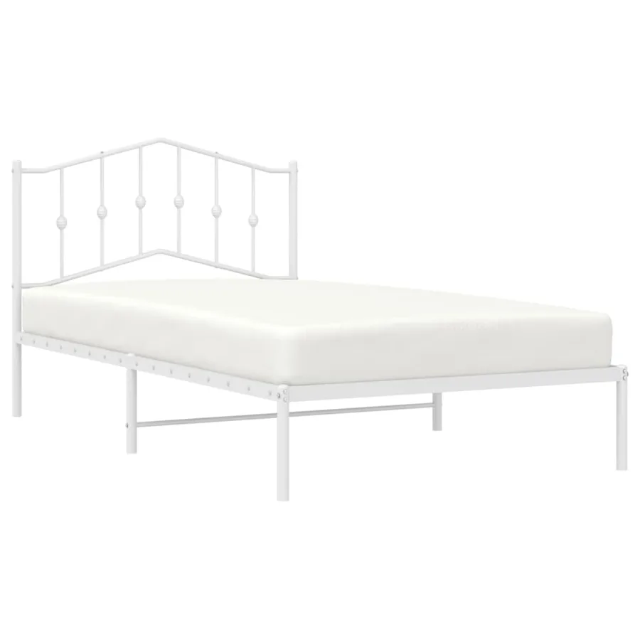 Cadre de lit métal sans matelas et tête de lit blanc 107x203 cm - 3