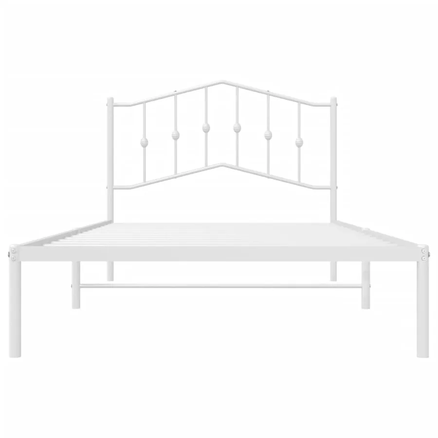 Cadre de lit métal sans matelas et tête de lit blanc 107x203 cm - 5