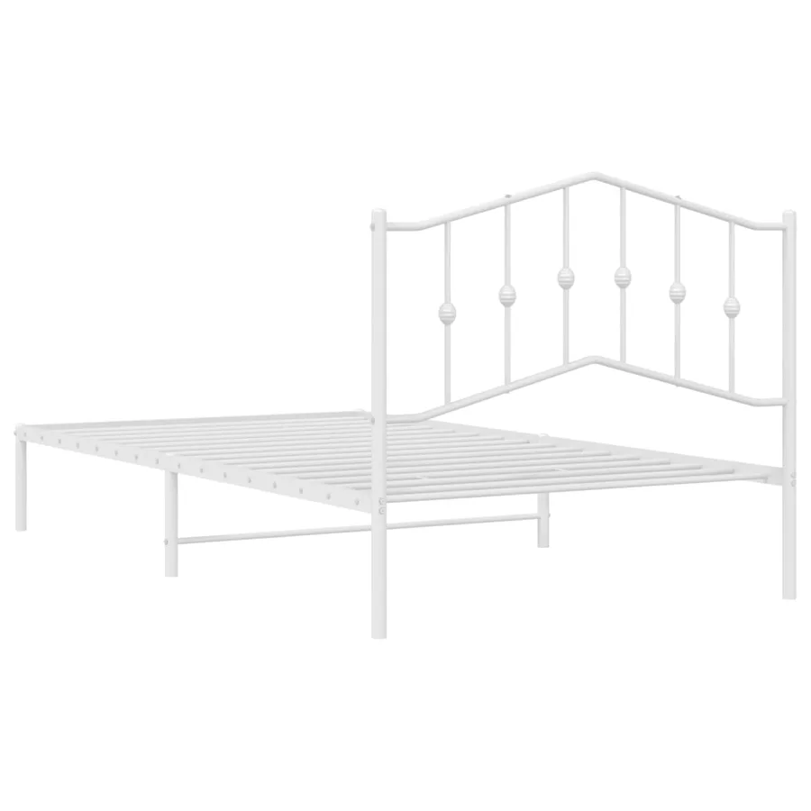 Cadre de lit métal sans matelas et tête de lit blanc 107x203 cm - 7
