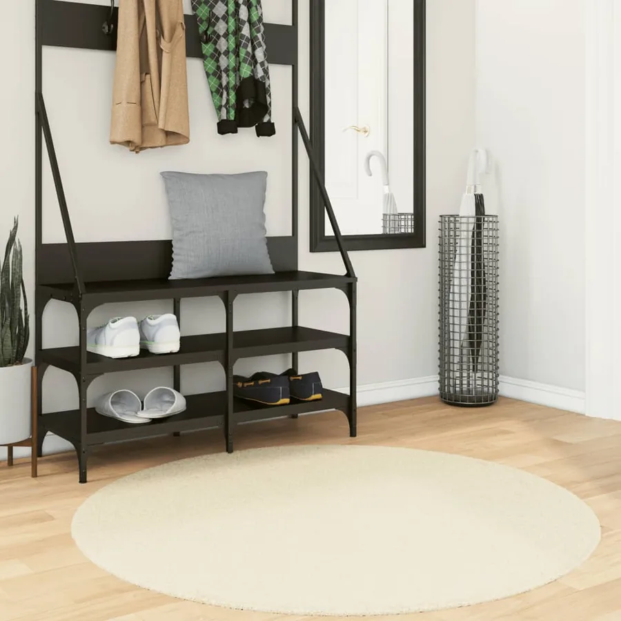 Tapis HUARTE à poils courts doux et lavable crème Ø 120 cm