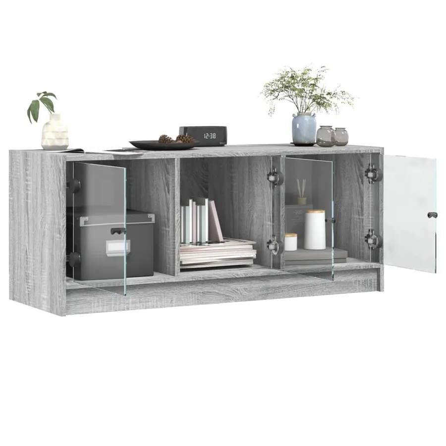 Meuble TV avec portes en verre sonoma gris 102x37x42 cm - 5