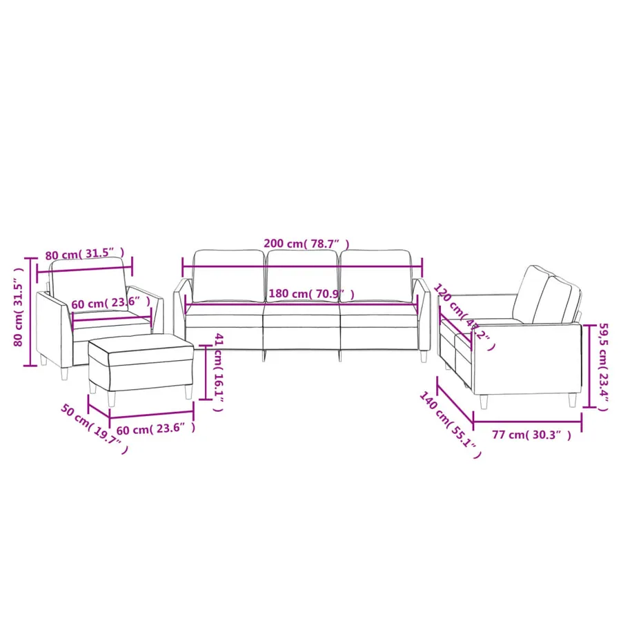 Ensemble de canapés 4 pcs avec coussins Gris Similicuir - 10