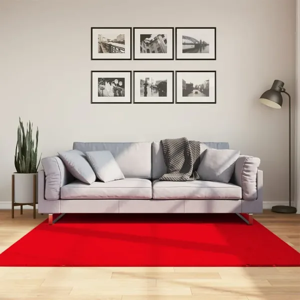 Tapis HUARTE à poils courts doux et lavable rouge 160x160 cm