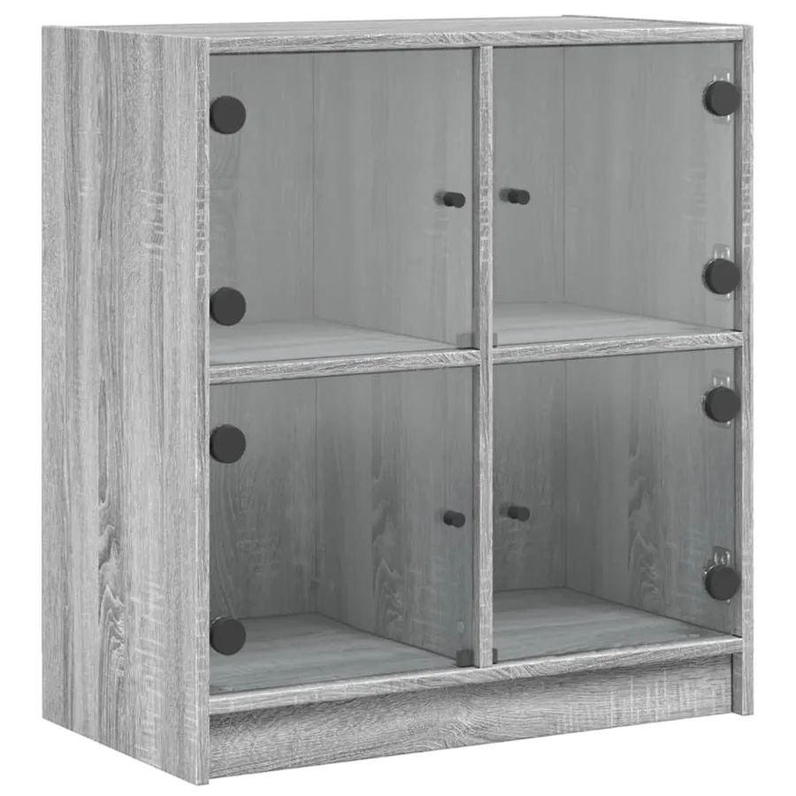 Armoire latérale avec portes en verre sonoma gris 68x37x75,5 cm - 2